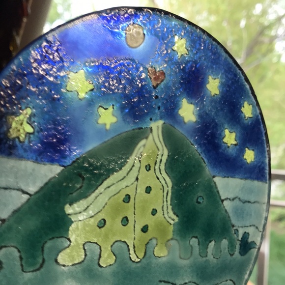 Whales Pair Sea/Sky/Stars/Moon Heart Stained Glass - Picture 5 of 8